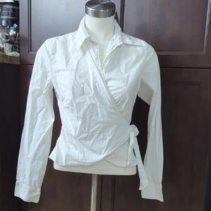 Chic Ivory Wrap Blouse